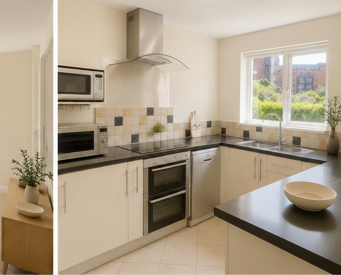 Kitchen at the 2-Bed Ground Floor Apartment, Ocean Village